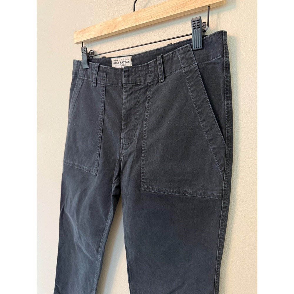 Nili Lotan Jenna Pants Washed Black High Rise Crop Raw Hem Size 2 - Picture 5 of 9